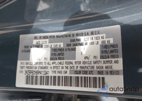 2024 Mazda Mazda3 2.5 S Carbon Edition z USA, uszkodzony, nr VIN 3MZBPBCM8RM410941